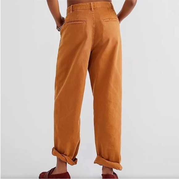 Free People Loose Waist Abby Chino Pant in Rust Brown Size 4 - Picture 3 of 11
